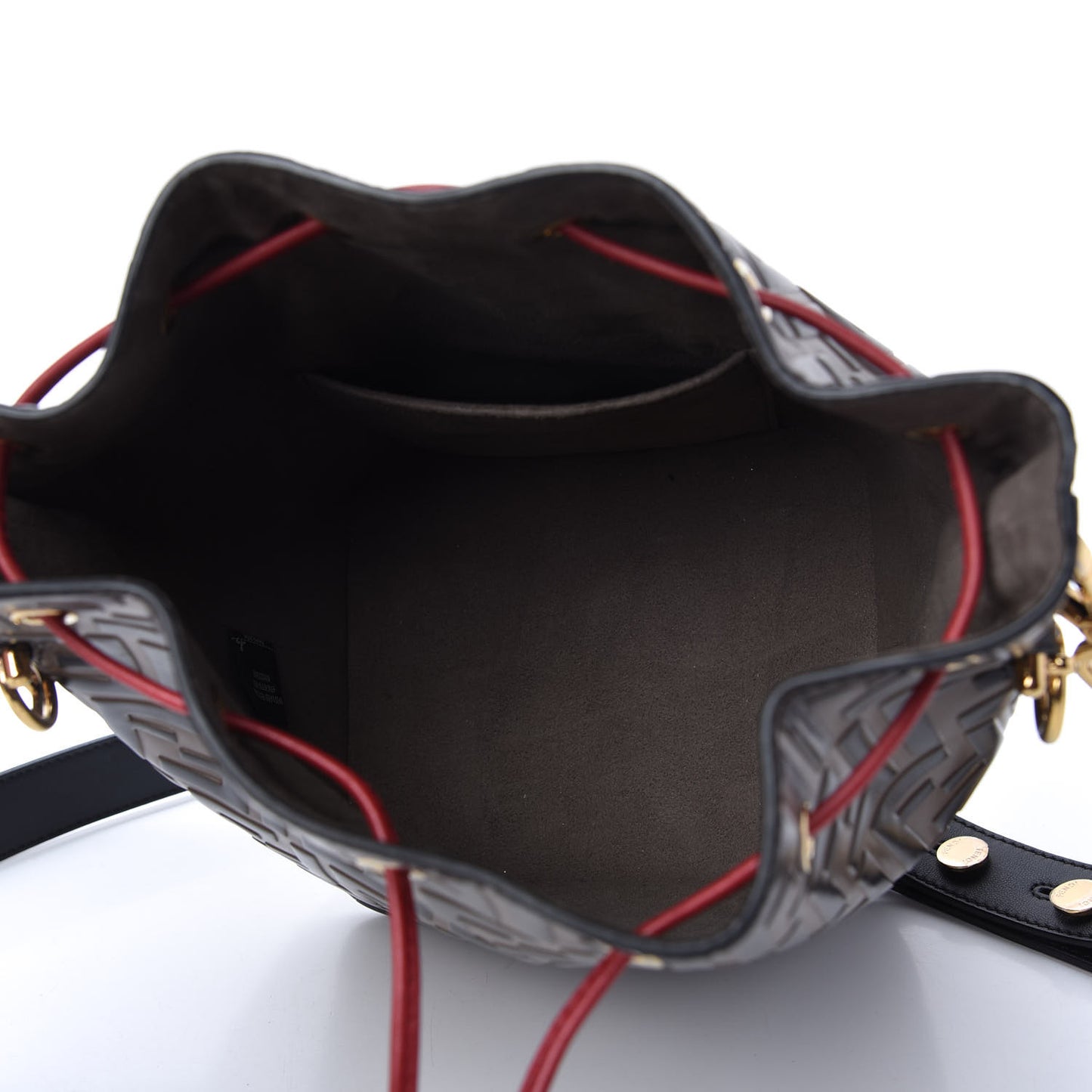 Vitello Grace F is Fendi Bi-Color FF 1974 Embossed Grande Mon Tresor Bucket Bag Maya Black Fragola