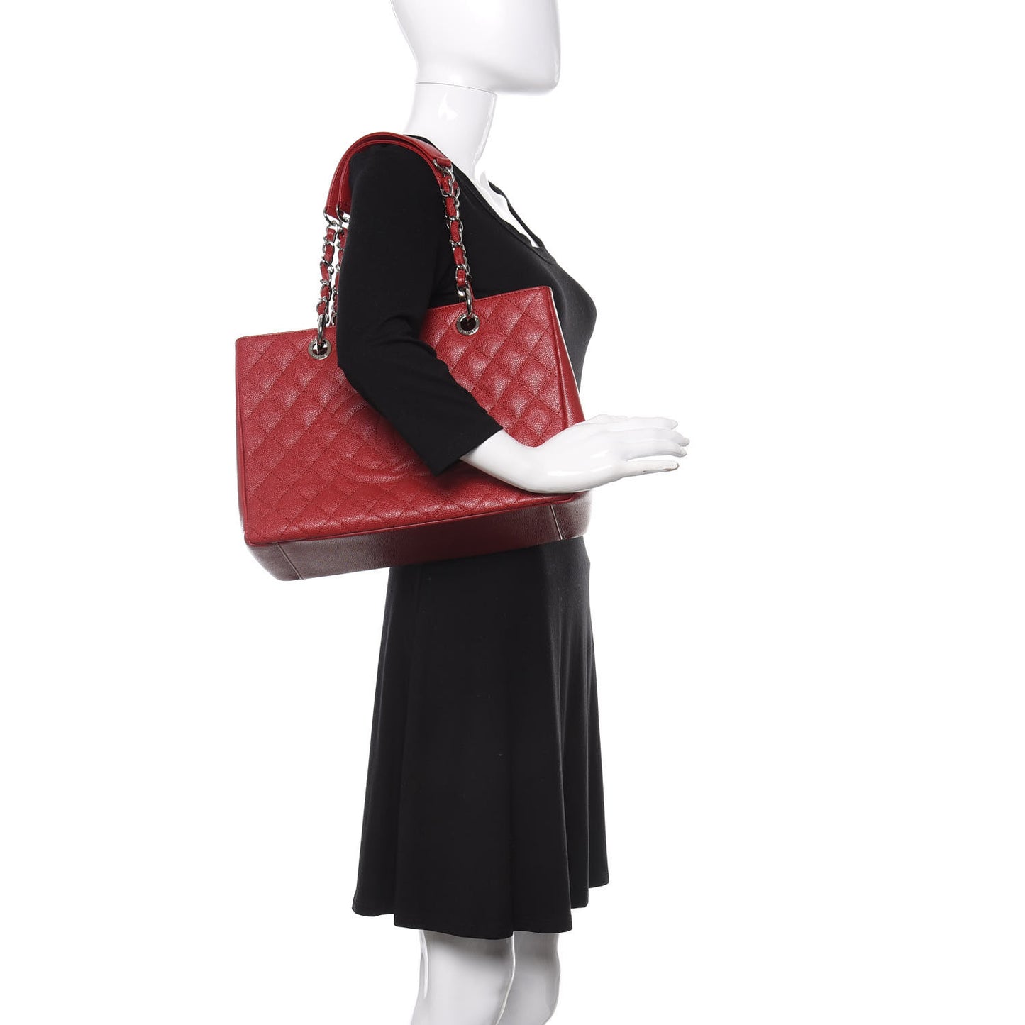 Caviar Quilted Grand Shopping Tote GST Red