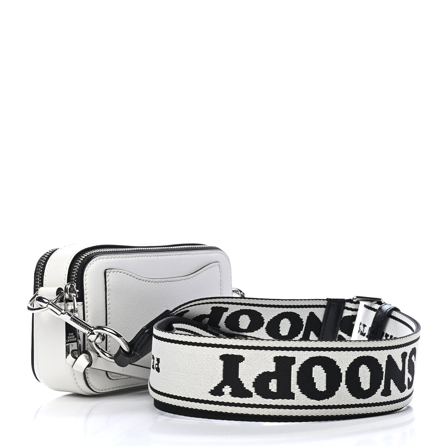 Marc Jacobs X Peanuts Saffiano Small Snoopy Snapshot Camera Bag White Black 2 of 8