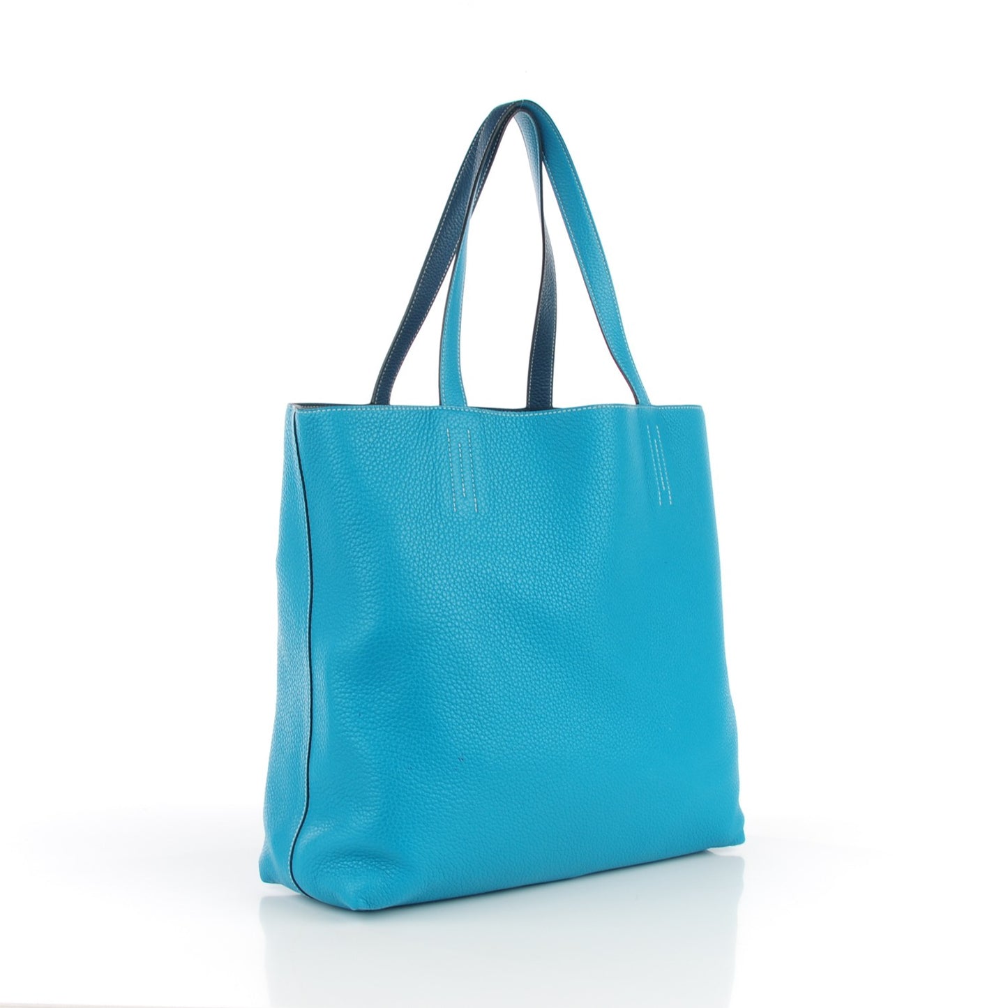 Taurillon Clemence Double Sens 45 Reversible Tote Colvert Turquoise