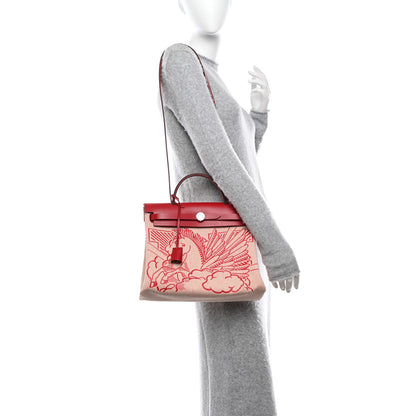 Hermes Vache Hunter Toile Pegase Pop Herbag Zip Retourne 31 PM Rouge Piment 2 of 12