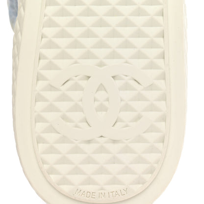 Chanel Printed Fabric Quilted High Top Sneakers 38.5 Green Pink Blue 8 of 13