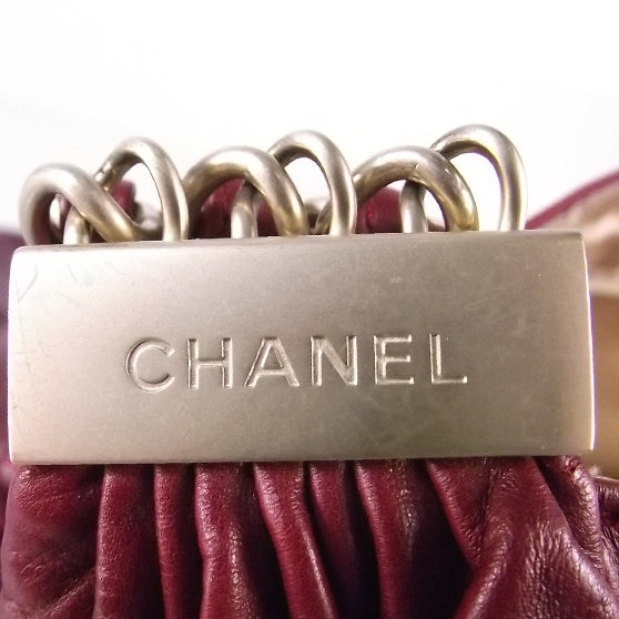 Lambskin Rock and Chain Flap Red