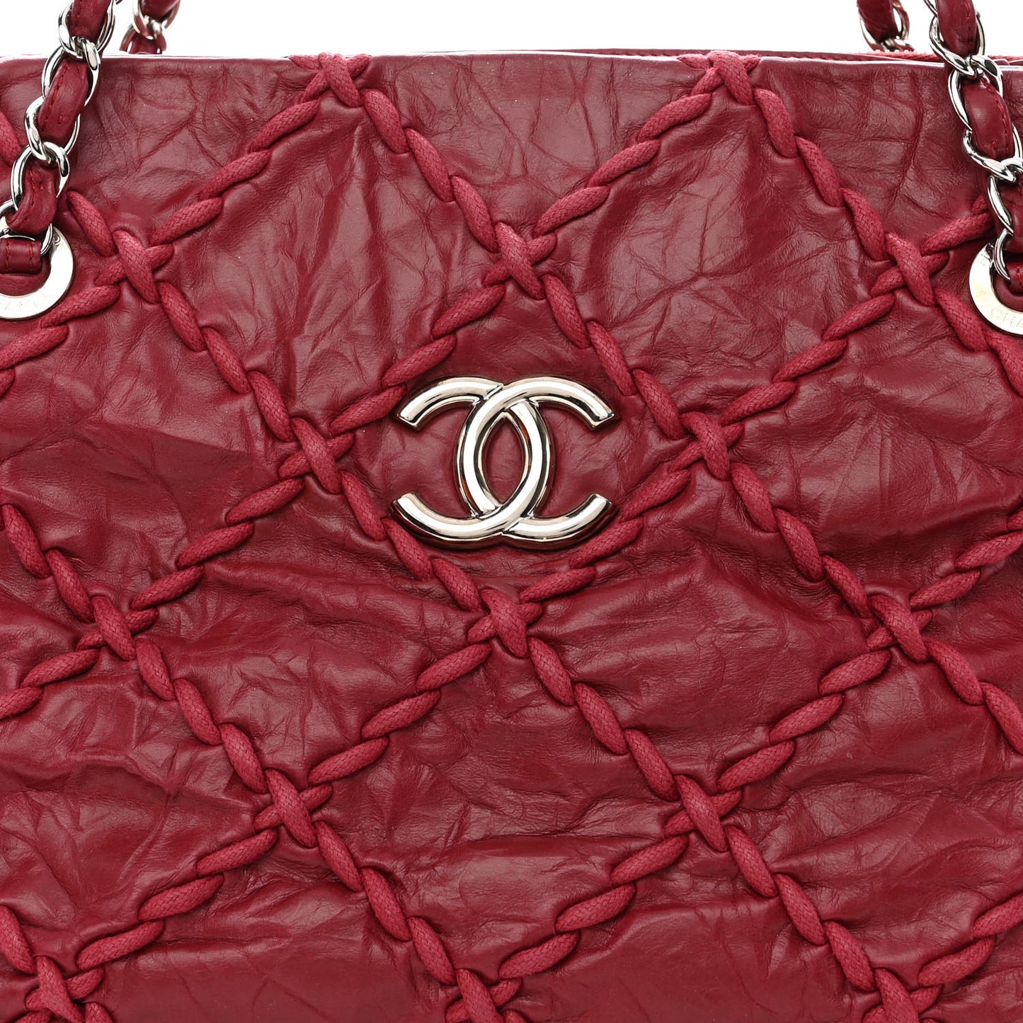 Calfskin Ultra Stitch Tote Dark Red