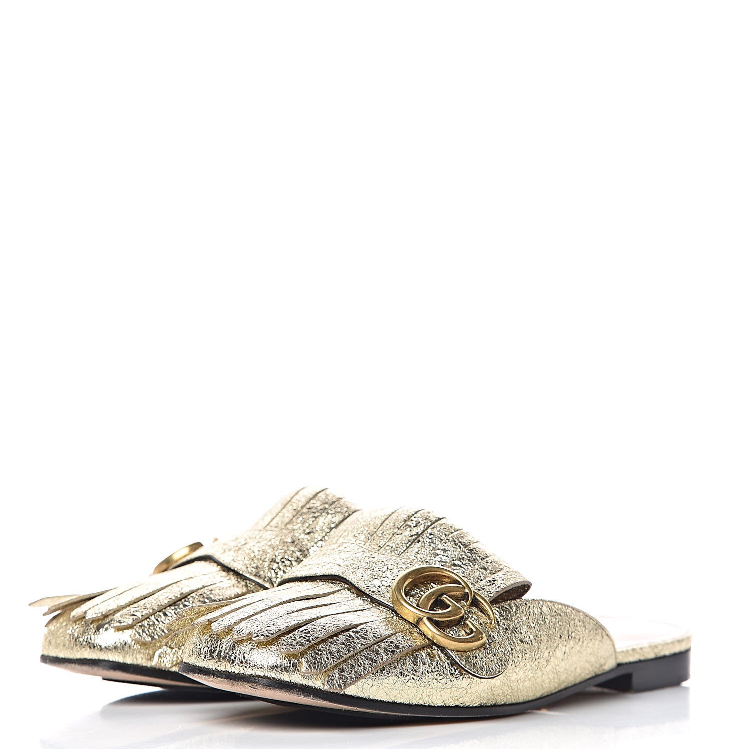 Gucci Galassia Womens GG Marmont Fringe Slippers 38.5 Platino 3 of 13