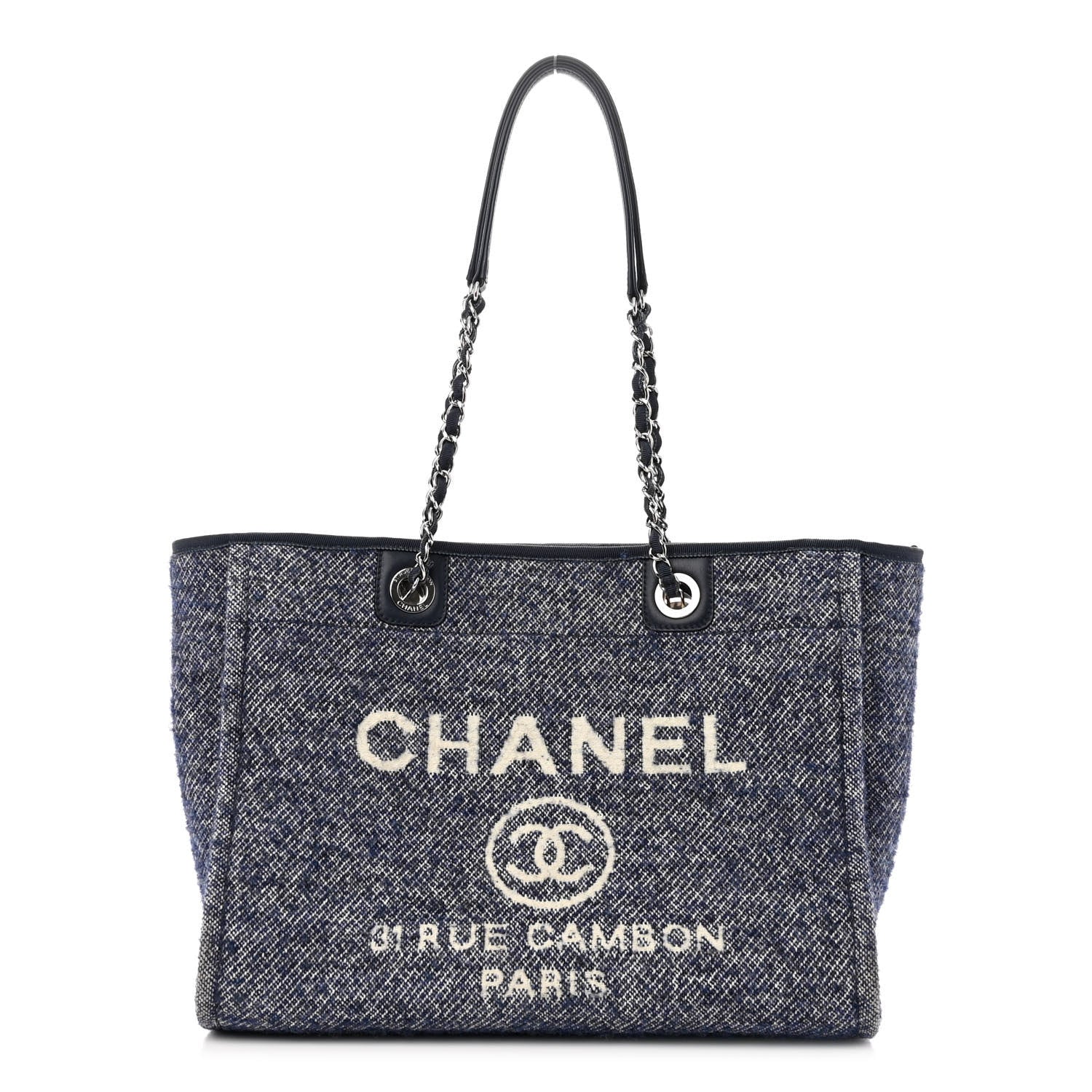 Chanel Mixed Fibers Calfskin Small Deauville Tote Blue 1 of 9