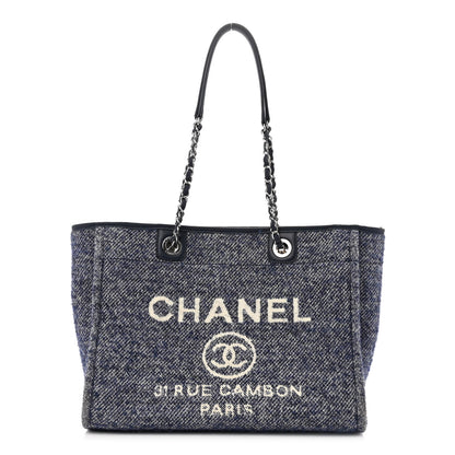 Chanel Mixed Fibers Calfskin Small Deauville Tote Blue 1 of 9