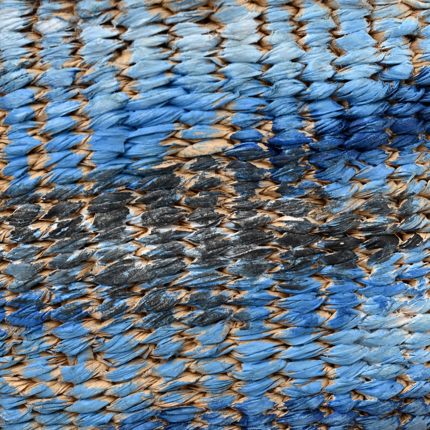 Paper Calfskin Woven Tie Dye Small Basket Bag Multicolor Blue