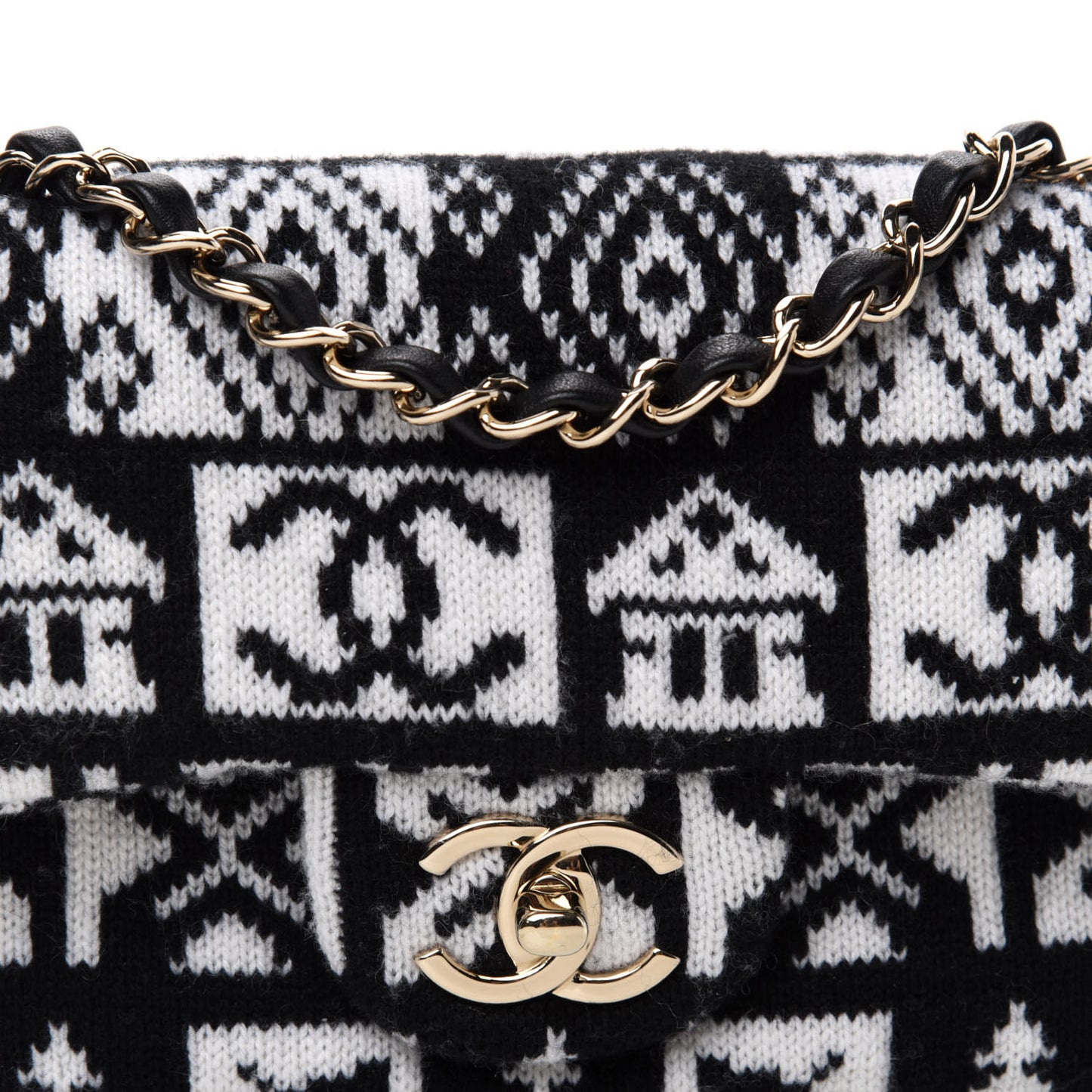 Cashmere Knit Coco Neige Flap Black White
