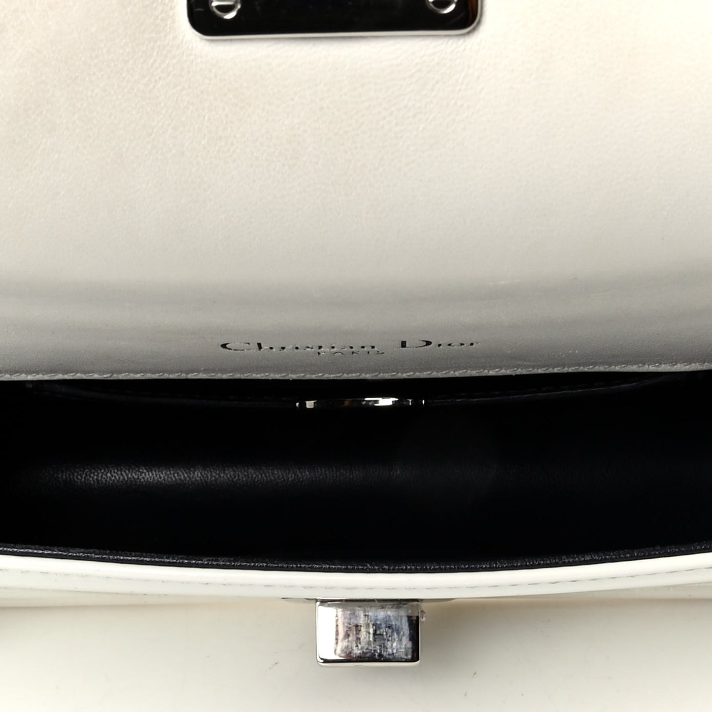 Patent Micro-Cannage Mini Diorama Flap Bag White