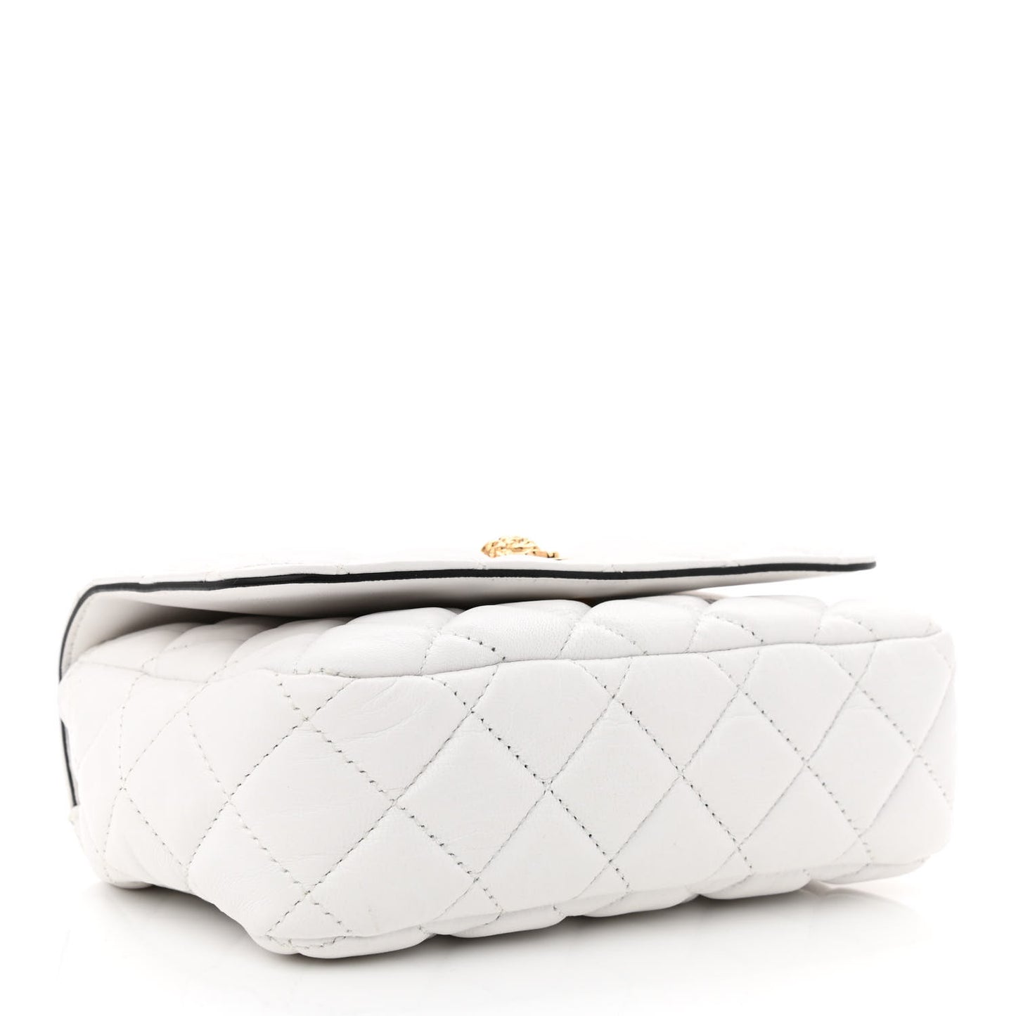 Nappa Quilted Small Medusa Chain Crossbody White