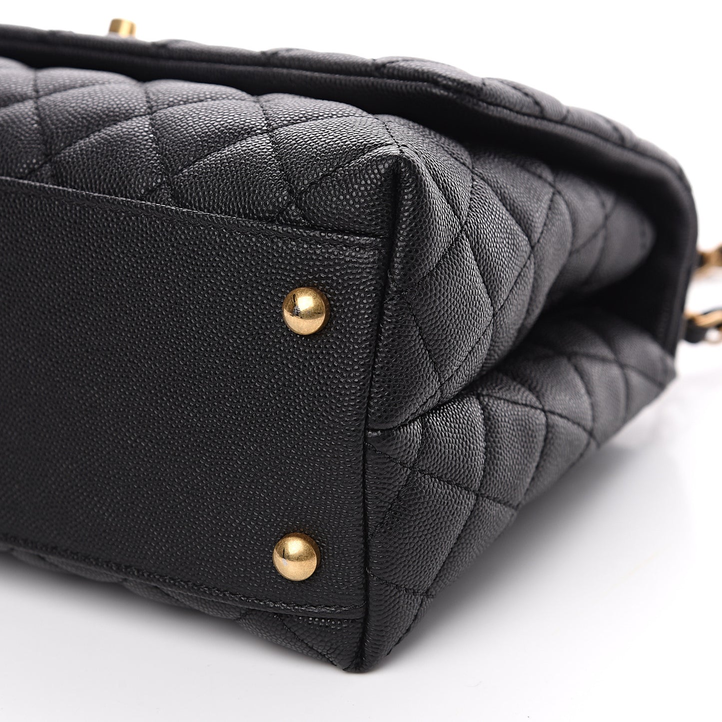 Caviar Lizard Embossed Quilted Small Coco Handle Flap Black