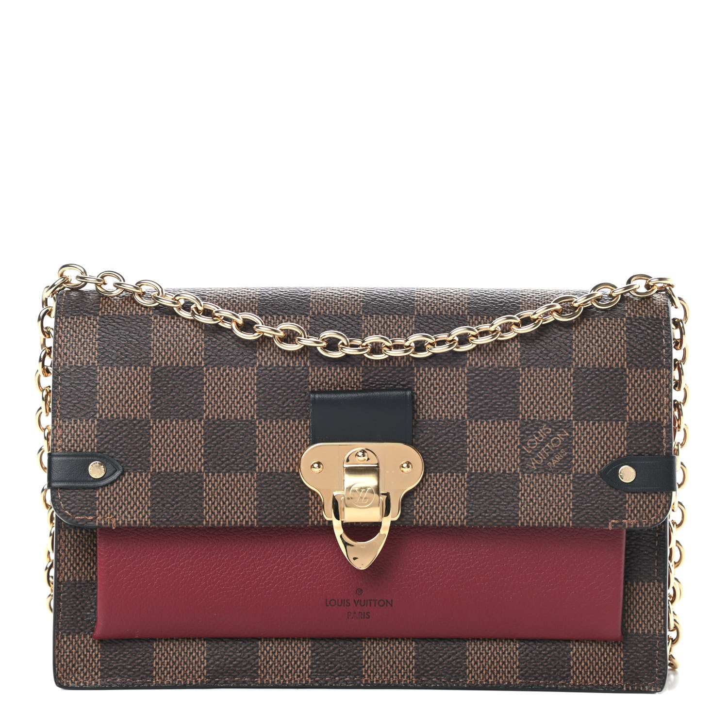 Louis Vuitton Damier Ebene Vavin Chain Wallet Red 1 of 11