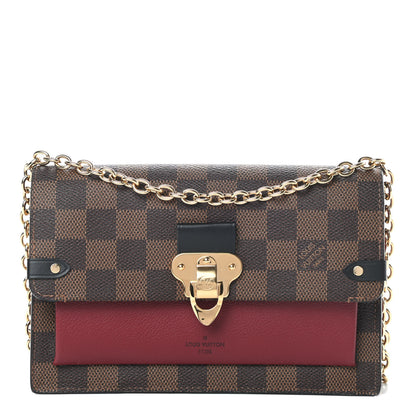 Louis Vuitton Damier Ebene Vavin Chain Wallet Red 1 of 11