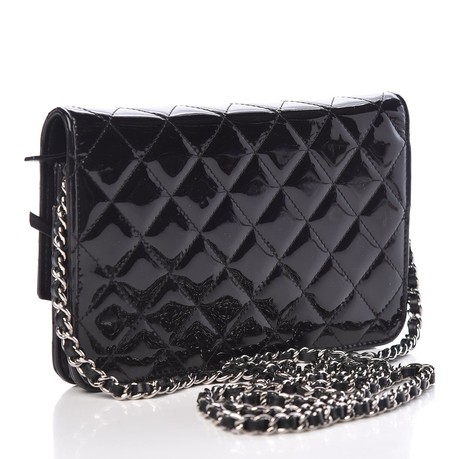 Chanel Patent Quilted Brilliant Wallet On Chain WOC Black 3 of 15