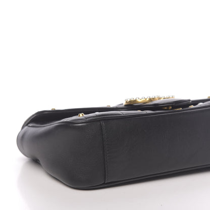 Gucci Calfskin Matelasse Studded Small Pearly GG Marmont Shoulder Bag Black 9 of 10