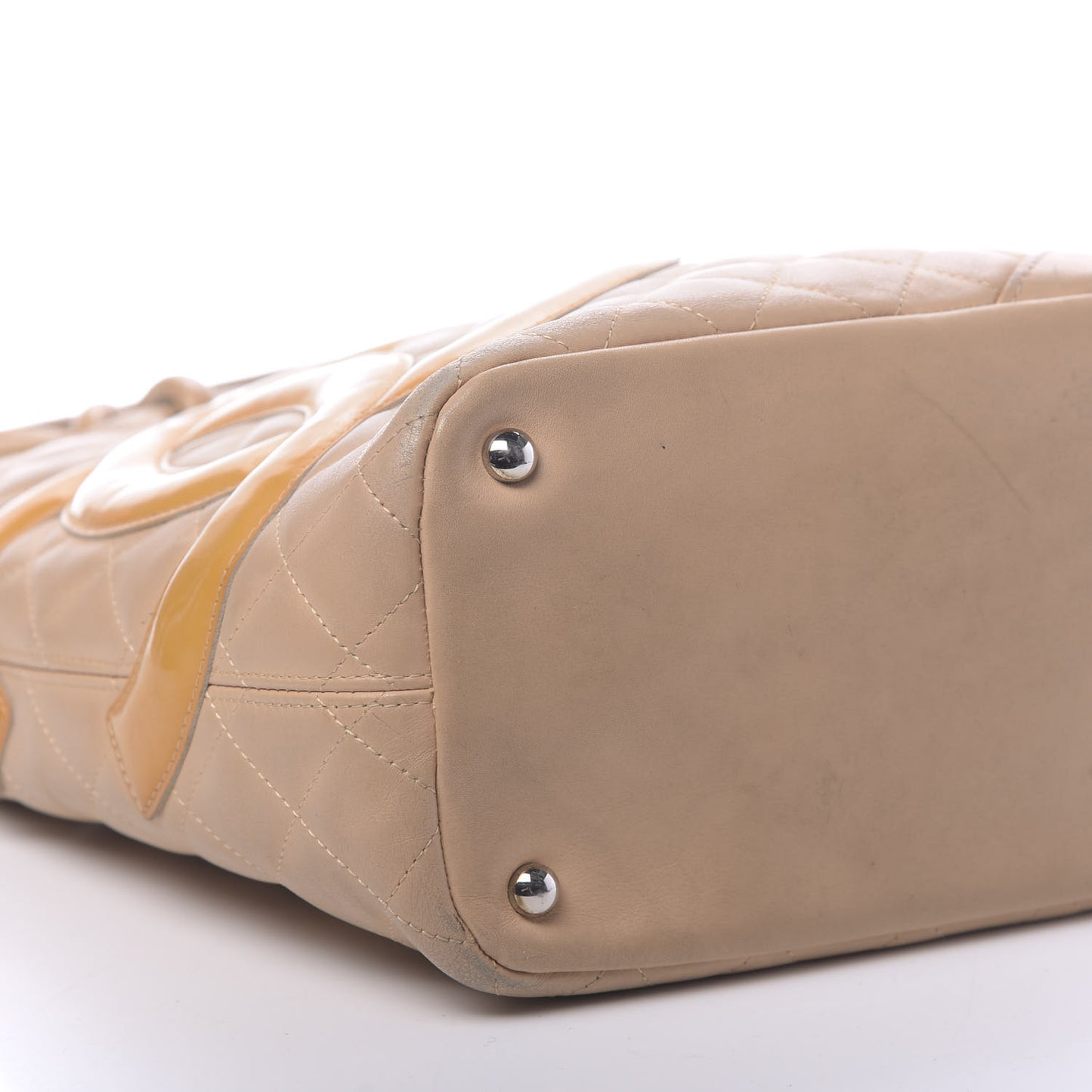 Calfskin Quilted Medium Cambon Tote Beige