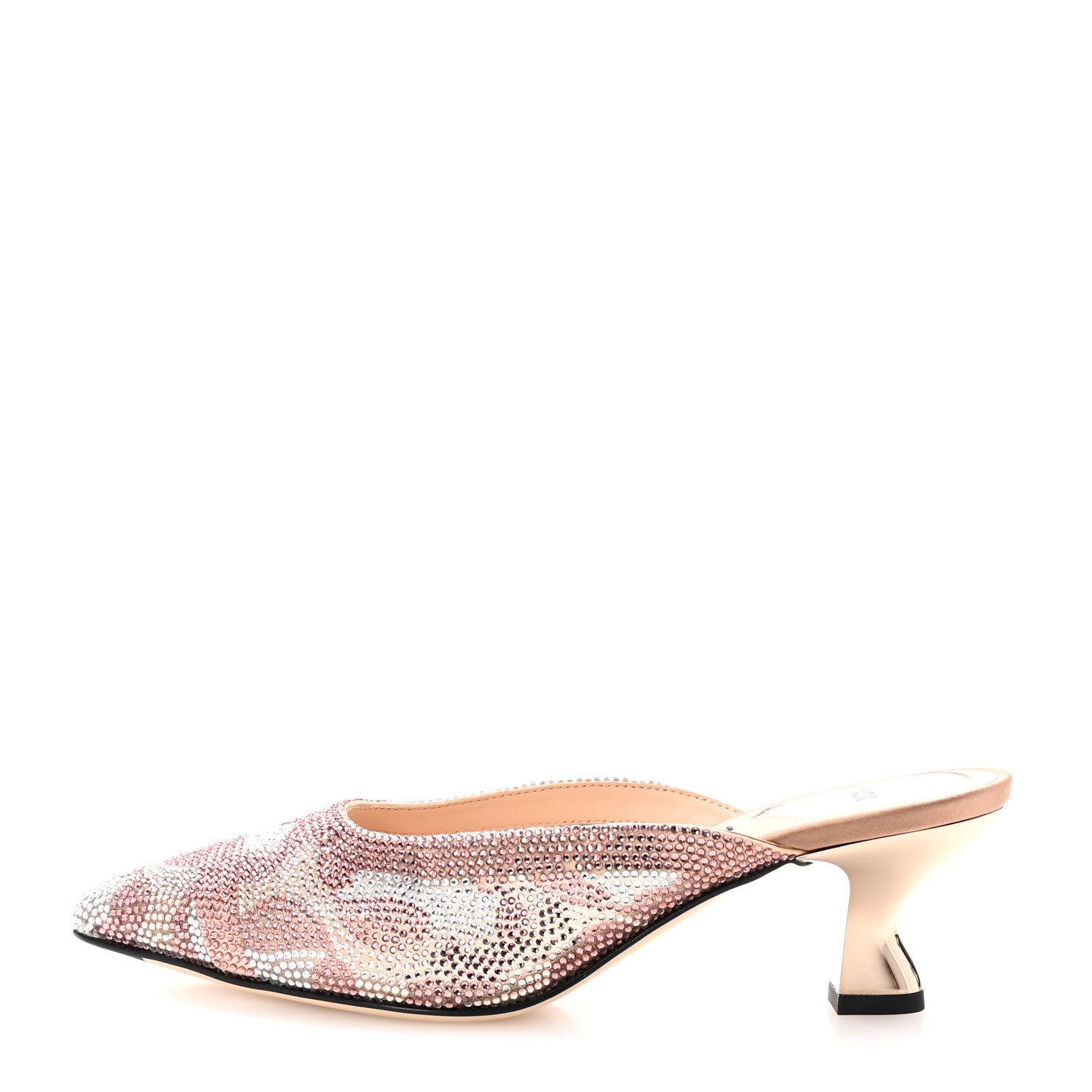 Fendi Technical Mesh Crystal Colibri Mule 36 Nude 1 of 9