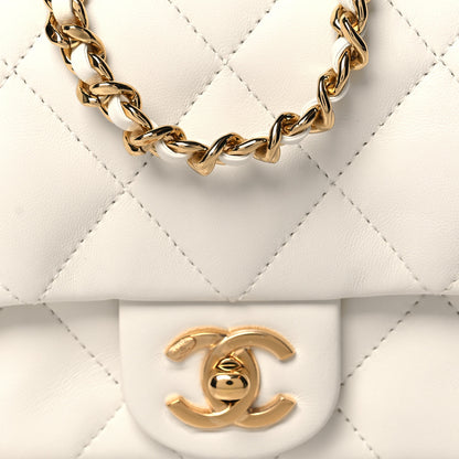 Chanel Lambskin Resin Quilted Top Handle Flap White 8 of 11