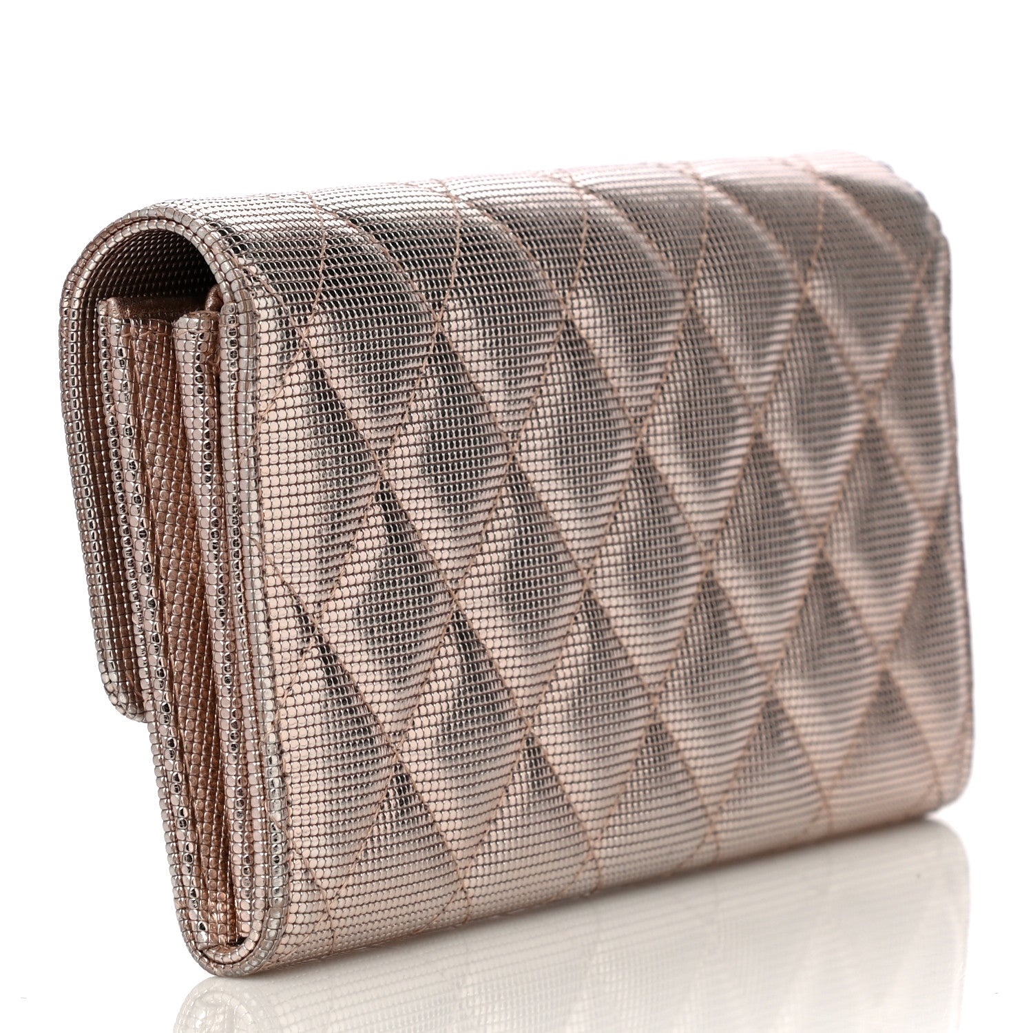 Chanel Metallic Calfskin Quilted Pixel Effect Large Flap Wallet Pink 3 of 13