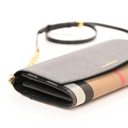 Burberry Grainy Calfskin House Check Henley Wallet On Chain Black 4 of 7