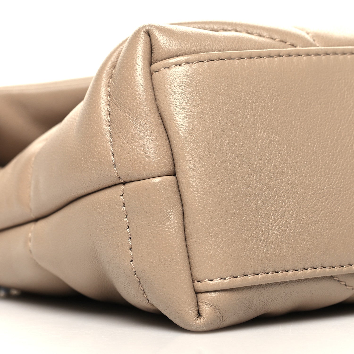 Saint Laurent Lambskin Quilted Toy Loulou Puffer Monogram Chain Satchel Dark Beige 9 of 11