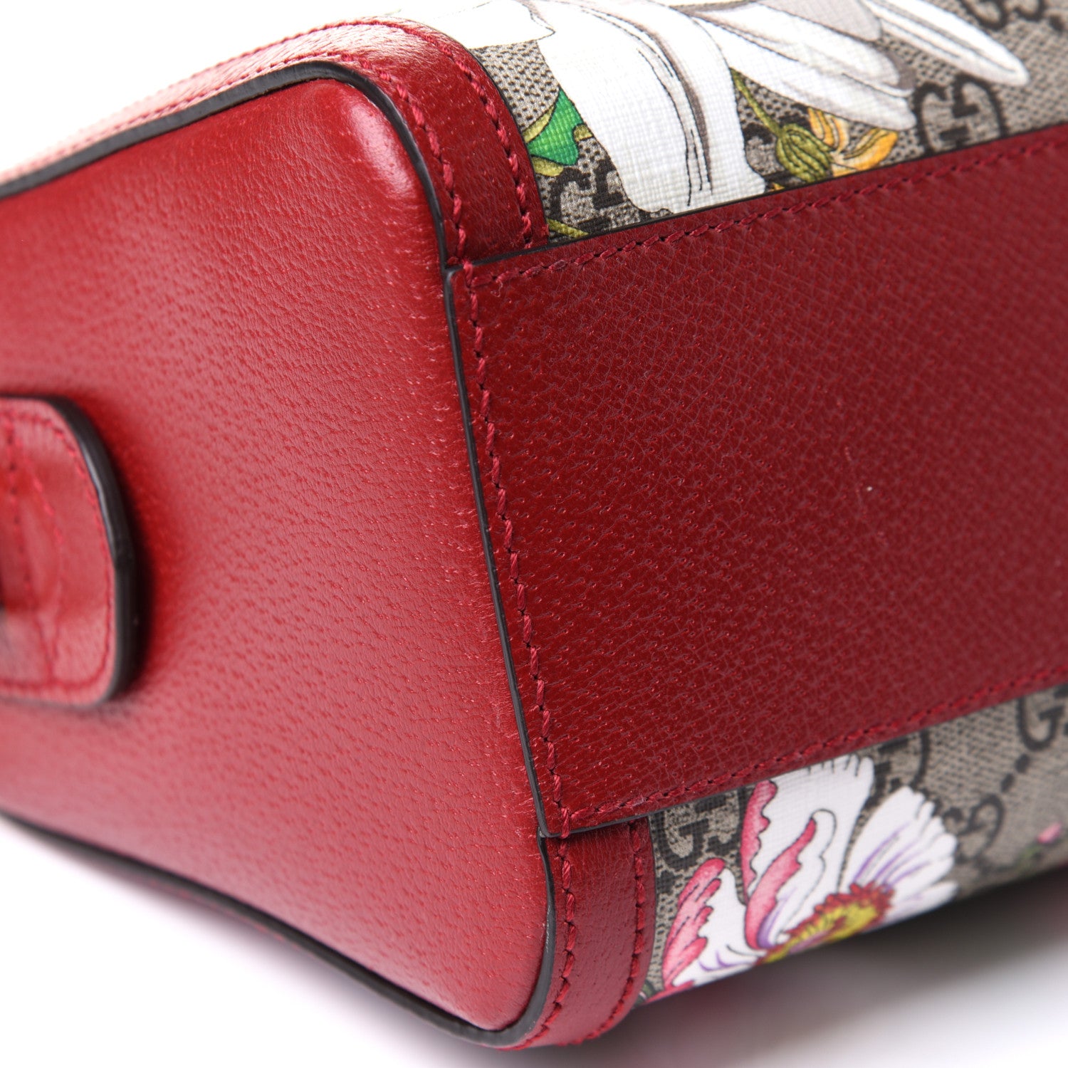 Gucci GG Supreme Monogram Flora Web Medium Ophidia Boston Red 10 of 12