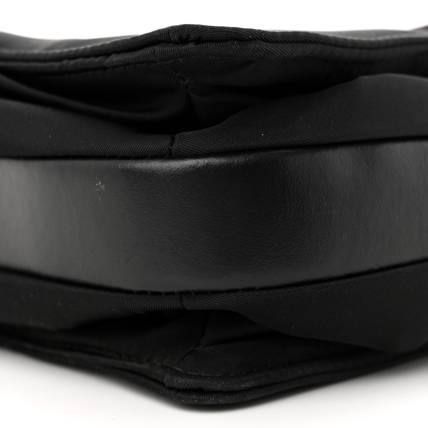 Re-Nylon Vitello Padded Large Flap Shoulder Bag Black