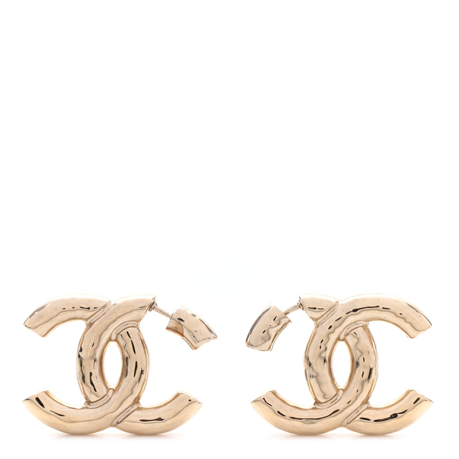 Chanel Metal Large CC Earrings Light Gold 1 of 5