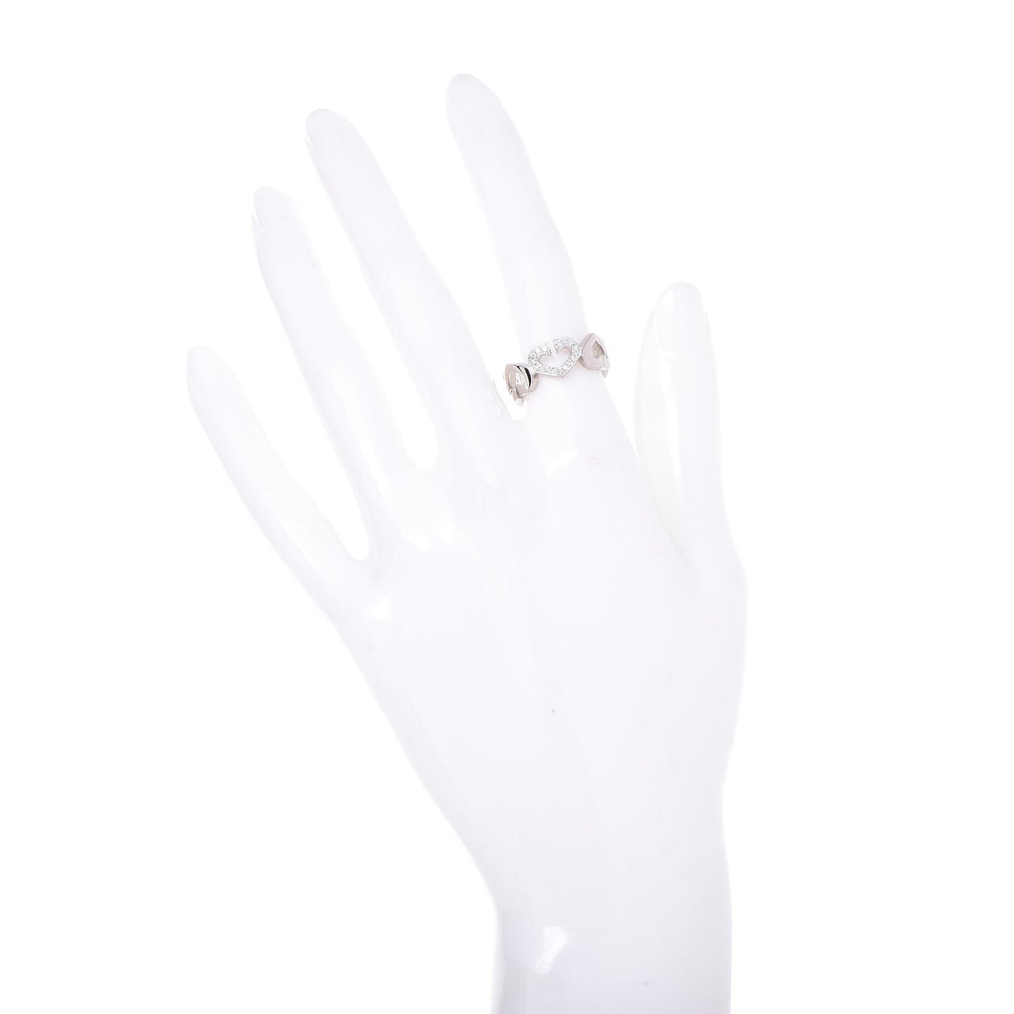 18K White Gold Diamond Hearts and Symbols Ring 51 5.75
