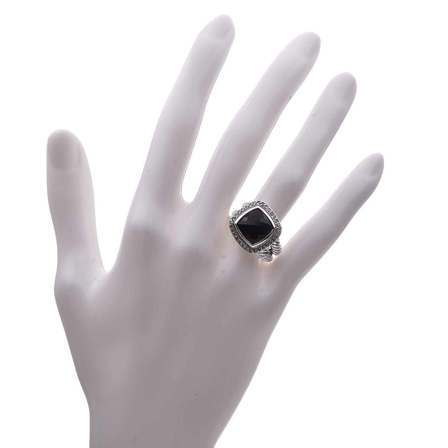 Sterling Silver Diamond Black Onyx 11mm Albion Ring 54 7