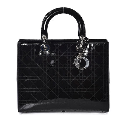 Christian Dior Patent Cannage Stitched Large Lady Dior Black 1 of 9