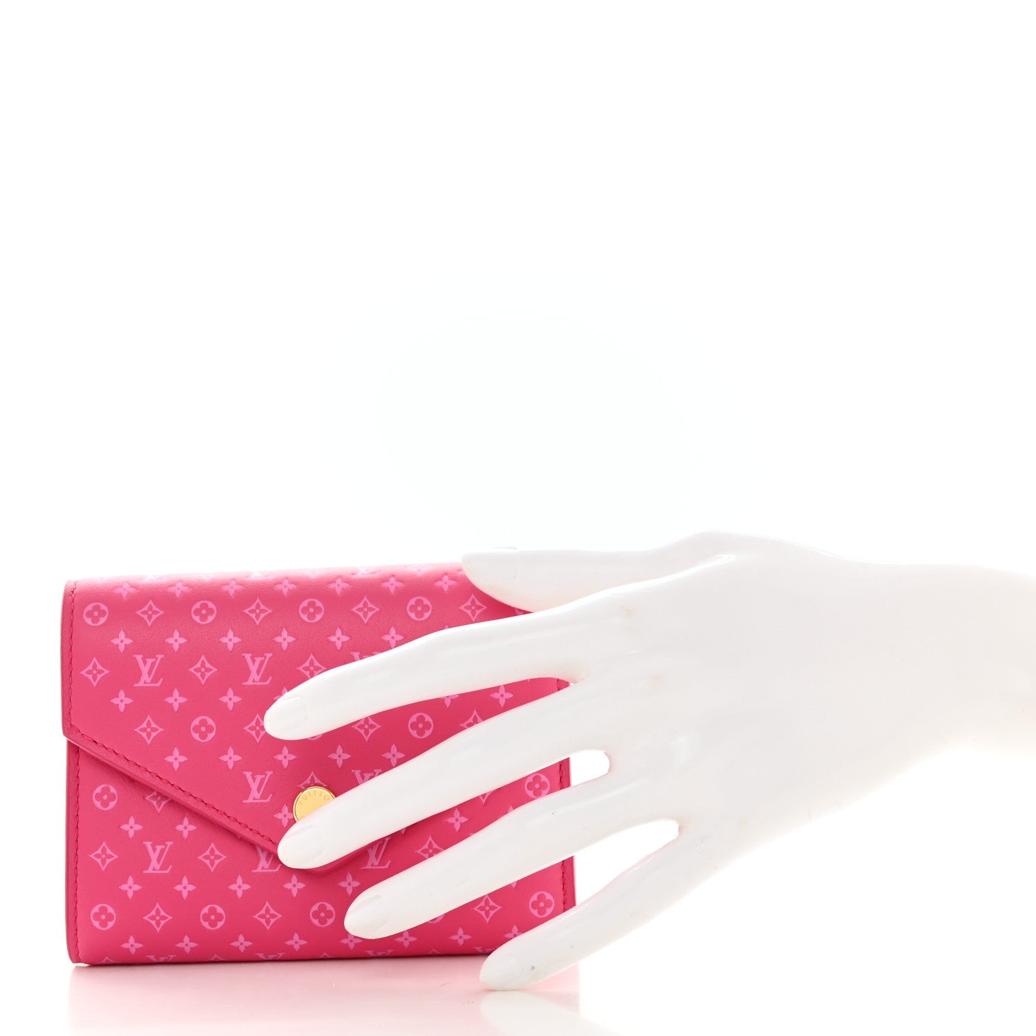 Louis Vuitton Calfskin Nanogram Embossed Victorine Wallet Rose 2 of 6