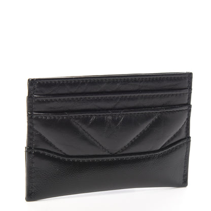 Chanel Aged Calfskin Chevron Quilted Gabrielle Card Holder Black 2 of 8