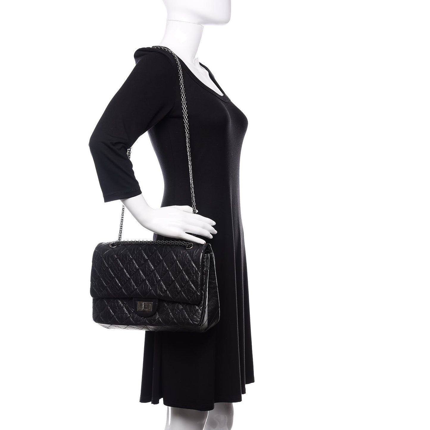 Aged Calfskin Quilted 2.55 Reissue 226 Flap Black