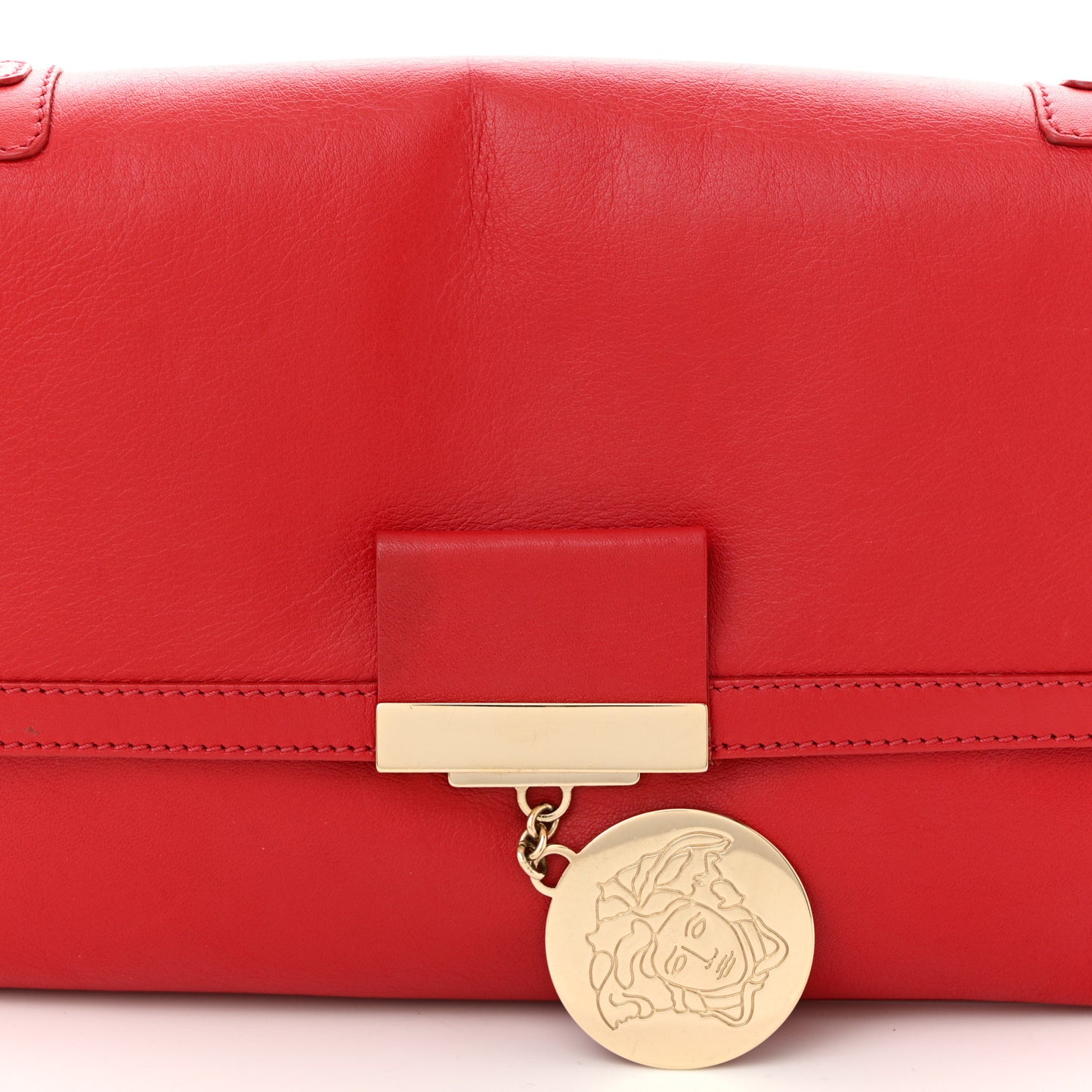 Calfskin Medusa Chain Clutch Red
