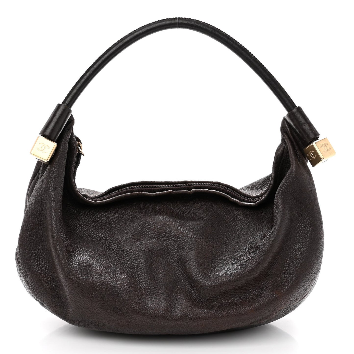 Grained Calfskin Tassel Hobo Brown