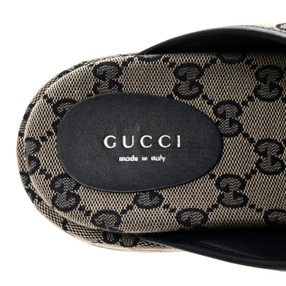Gucci Monogram Criss Cross Platform Slide Sandals 37 Beige Blue 8 of 10