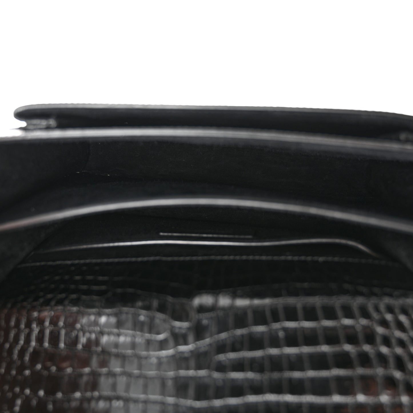 Calfskin Crocodile Embossed Medium Monogram Sunset Black