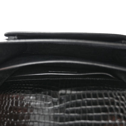 Saint Laurent Calfskin Crocodile Embossed Medium Monogram Sunset Black 5 of 12