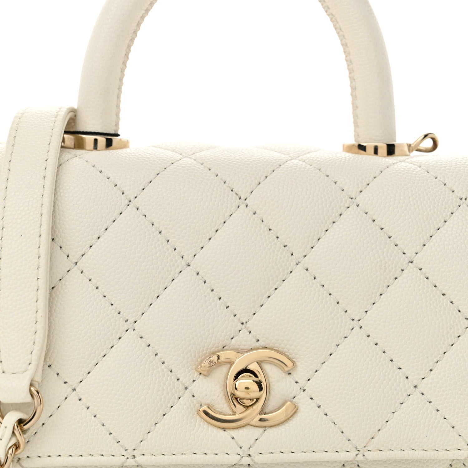 Chanel Caviar Quilted Extra Mini Coco Handle Flap White 8 of 12