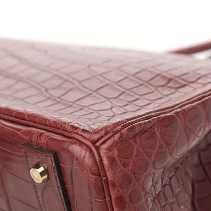 Hermes Matte Porosus Crocodile HAC Birkin 40 Bourgogne 11 of 17