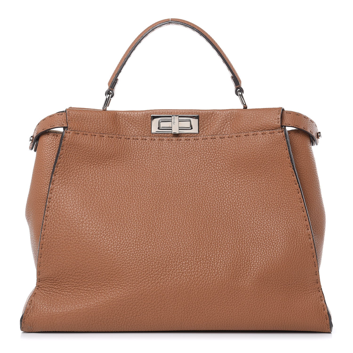 Fendi Cuoio Romano Selleria Bi-Color Large Peekaboo Iconic Satchel Mou Deserto 4 of 13
