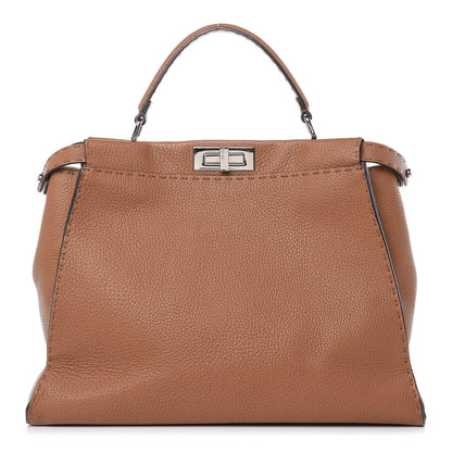 Fendi Cuoio Romano Selleria Bi-Color Large Peekaboo Iconic Satchel Mou Deserto 4 of 13