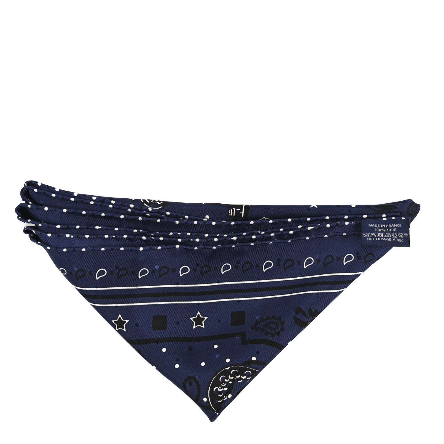 Hermes Silk Les Cles Bandana Scarf Marine Black White 4 of 4