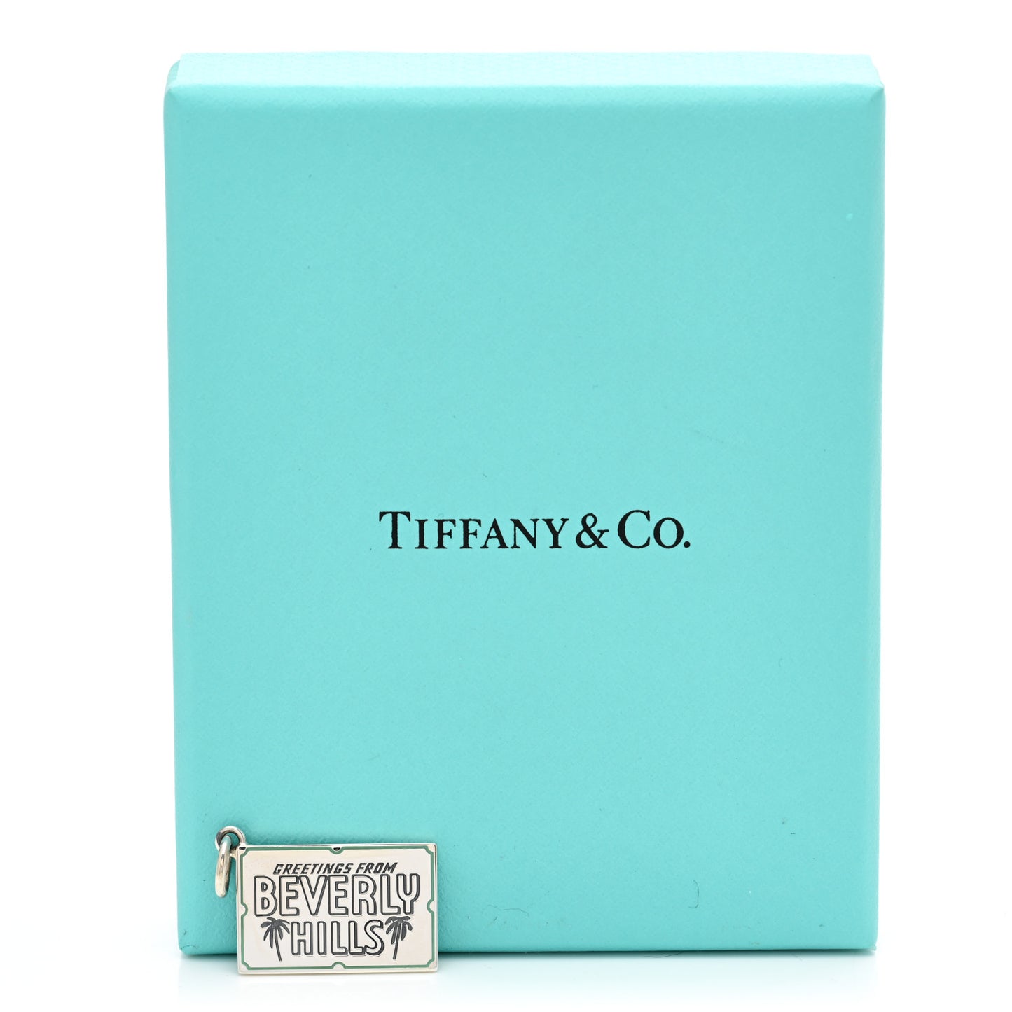 Sterling Silver Enamel Beverly Hills Postcard Charm Blue