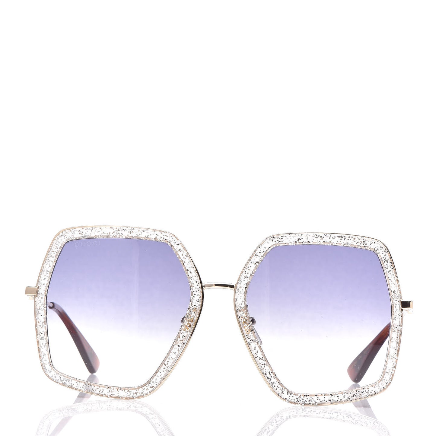 Glitter Acetate Oversize Square Frame Sunglasses GG0106S Gold