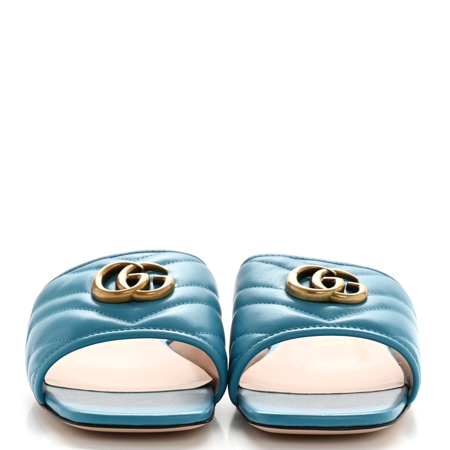 Nappa Matelasse GG Marmont Flat Slide Sandals 39 Light Blue Canvas