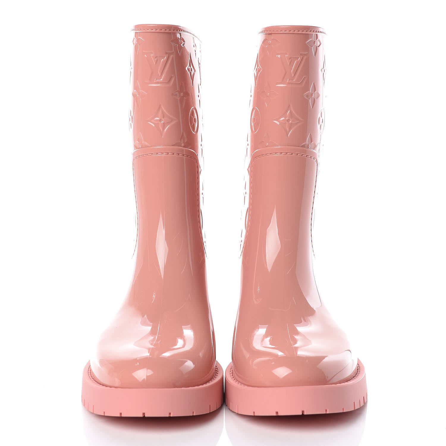 Louis Vuitton Rubber Embossed Monogram Drops Flat Half Boots 39 Pale Pink 2 of 8