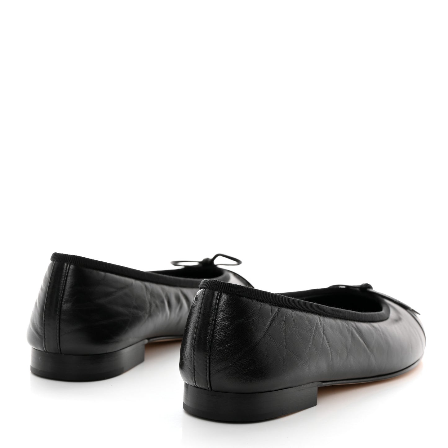 Lambskin Patent Cap Toe Ballerina Flats 36.5 Black